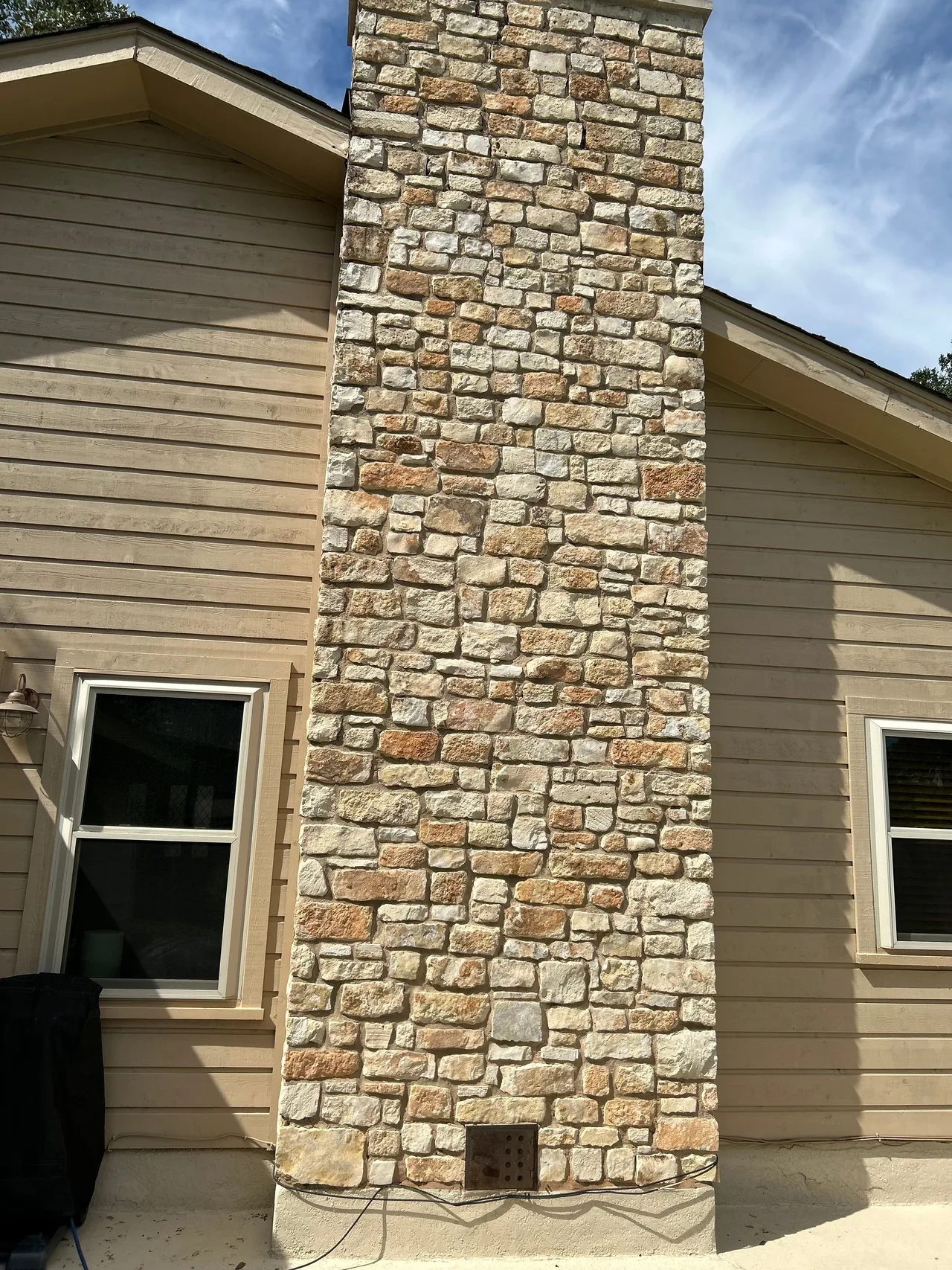 Stone chimney after cleaning